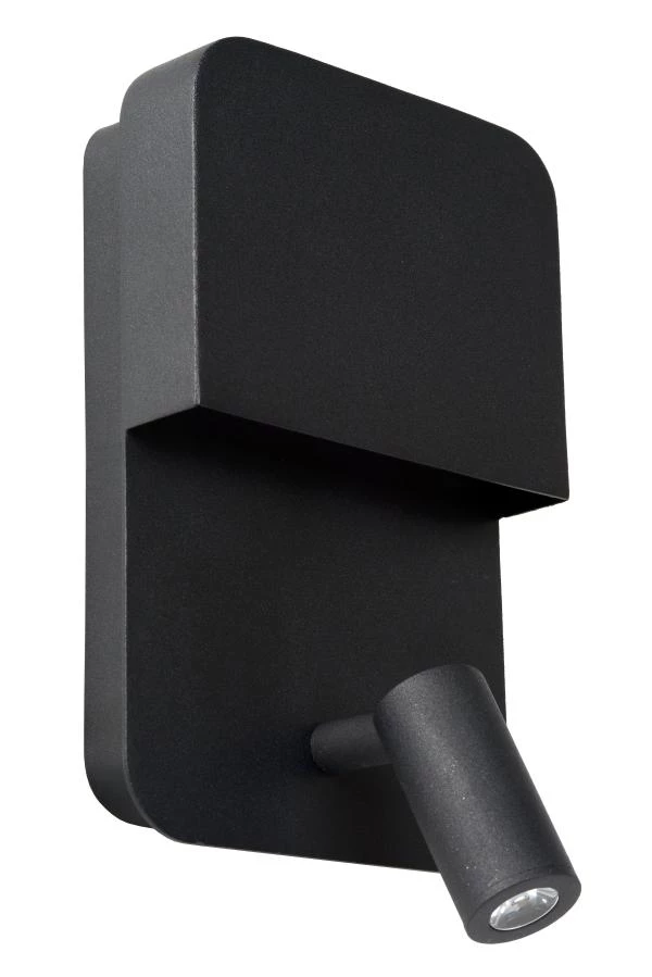 Lucide BOXER - Bedside lamp / Wall light - LED - 3000K - With USB charging point - Black - turned off